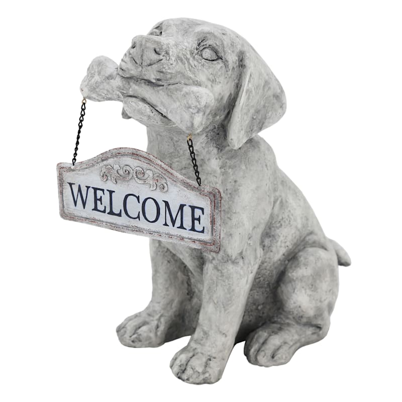 Outdoor Welcome Dog Figurine,13.5"