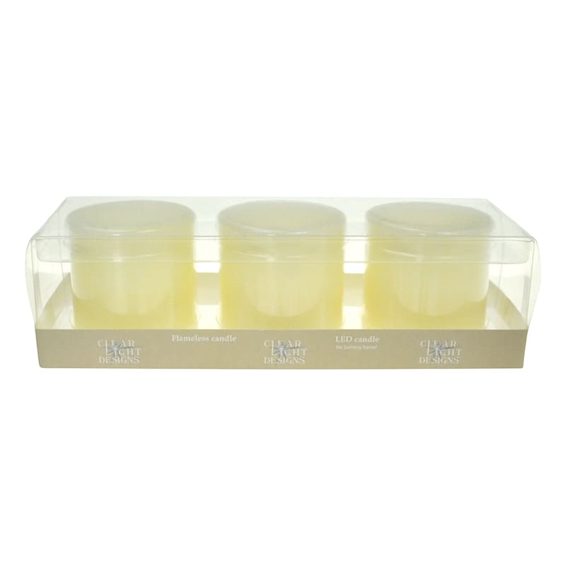 3-Pack Ivory Wax LED Votive Candles, 2x3