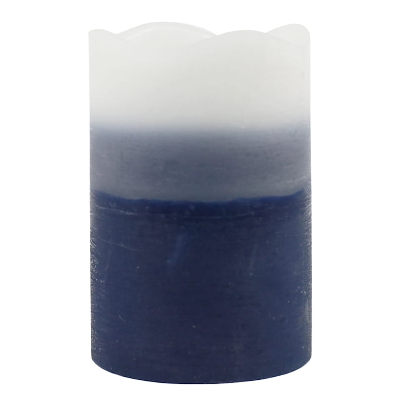 4X6 Led Wax Candle With 6 Hour Timer Dark Blue Ombre