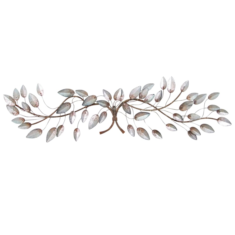 Leaf Galvanized Metal Wall Decor, 46x13