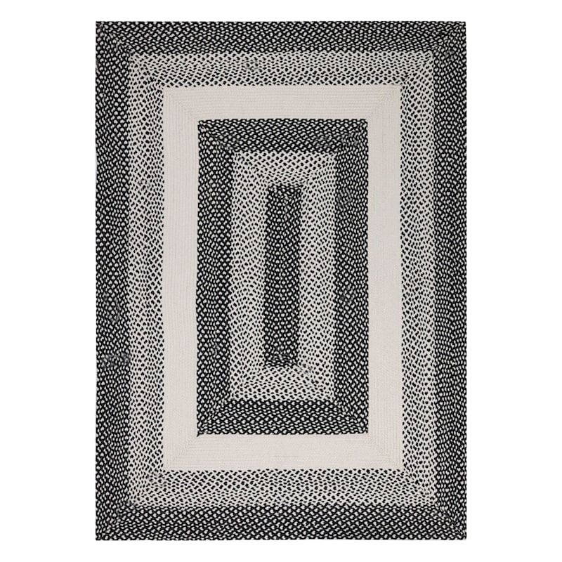 (D515) Black & White Braided Area Rug, 5x7