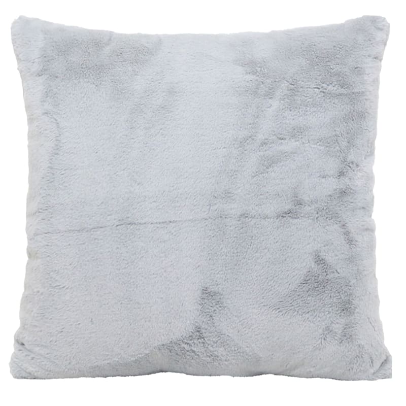 Bristol Grey Faux Fur Throw Pillow, 18"