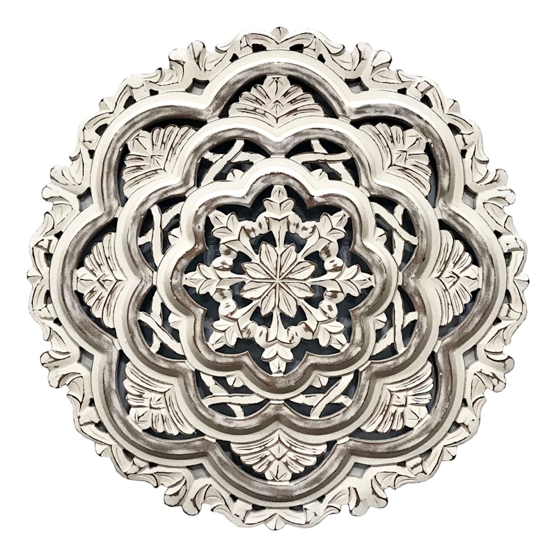 30X30 Carved Wood Wall Medallion At Home