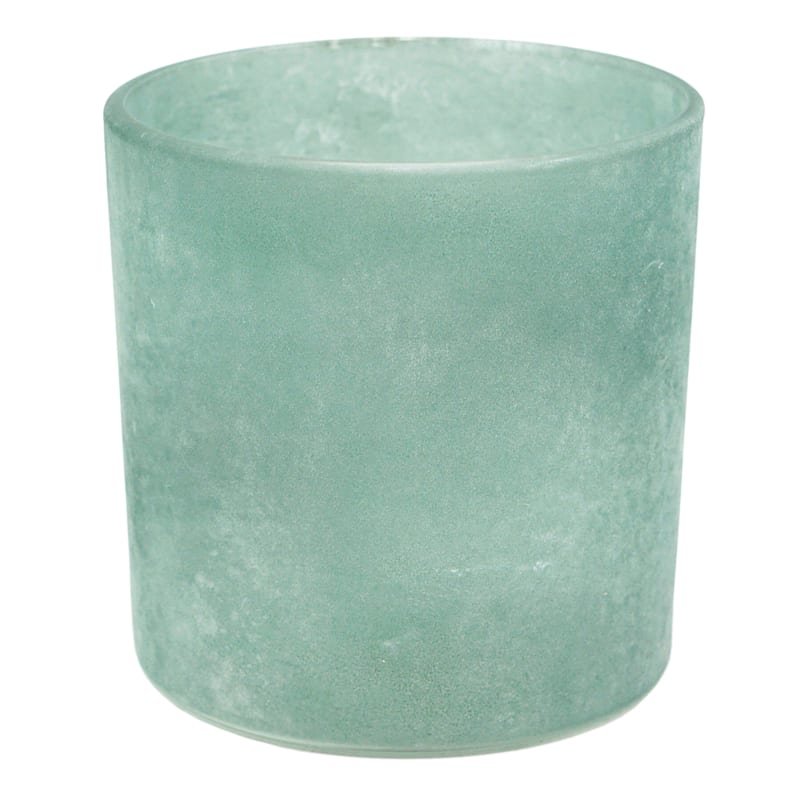 Frosted Green Glass Cylinder Votive Holder, 3"
