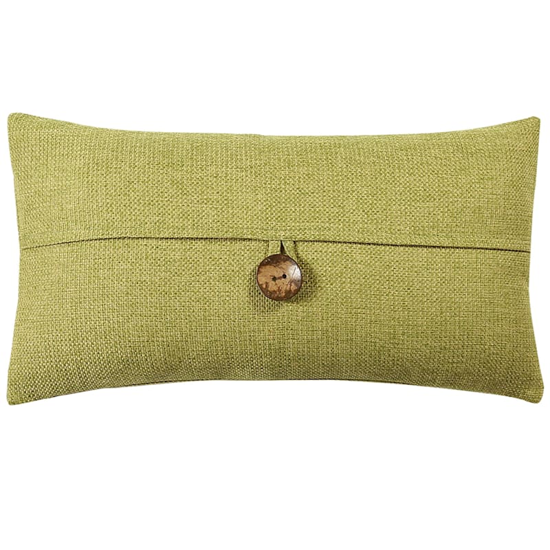 Clayton Olive Green Coconut Button Oblong Throw Pillow, 13x24