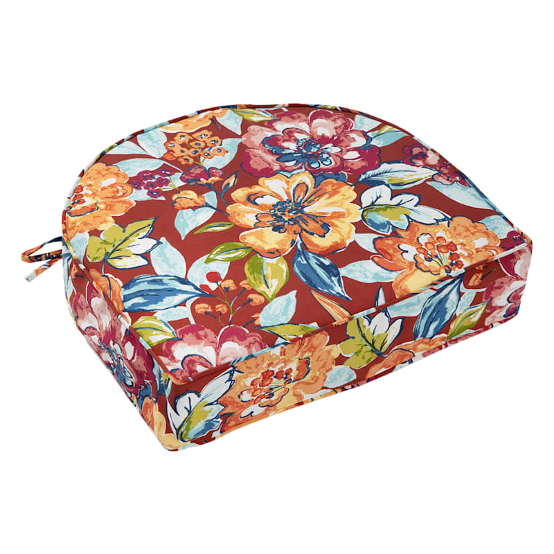 Floral Calypso Outdoor Curve Back Seat Cushion At Home