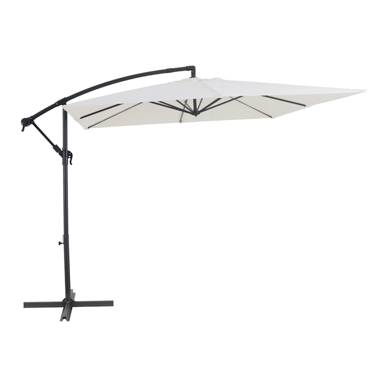 Aluminum White Square Offset Outdoor Umbrella, 8'