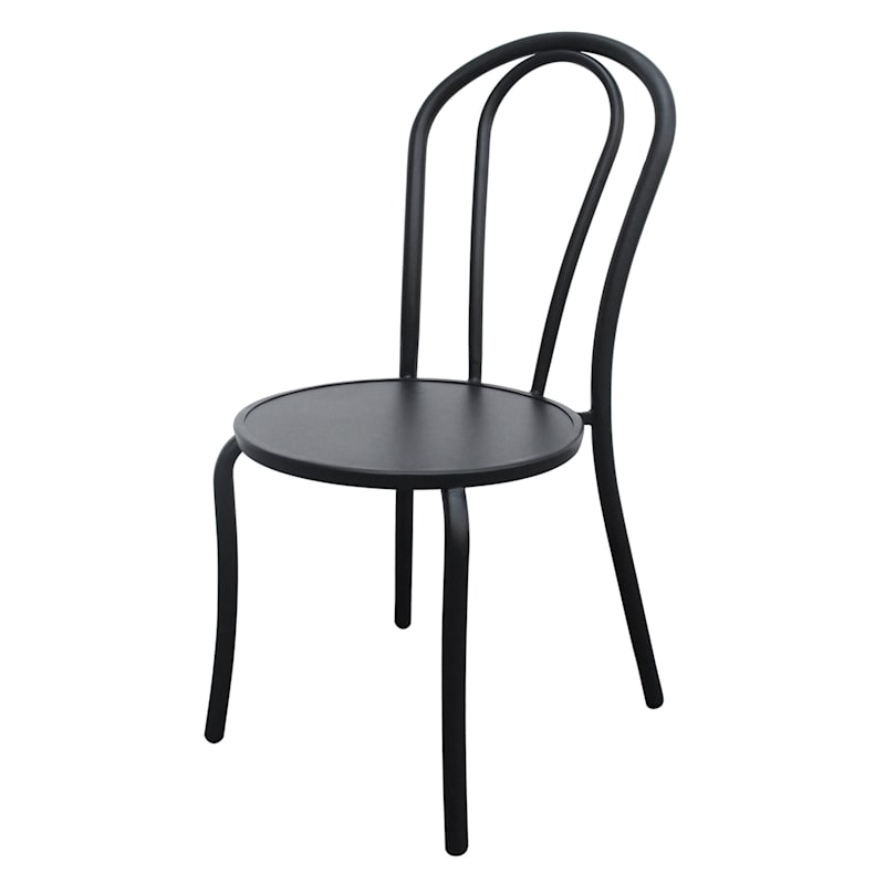 Stackable Outdoor Round Black Bistro, Black Aluminum Bistro Chairs