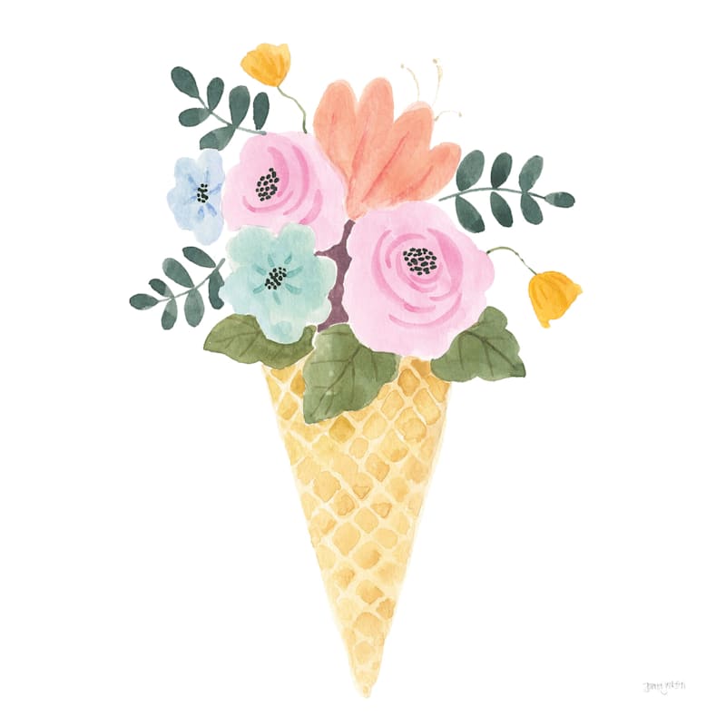 12X12 Ice Cream Flower Bouquet Canvas Wall Art