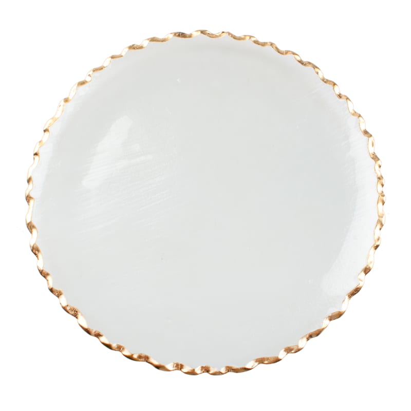 Gold Scalloped Rim Glass Plate