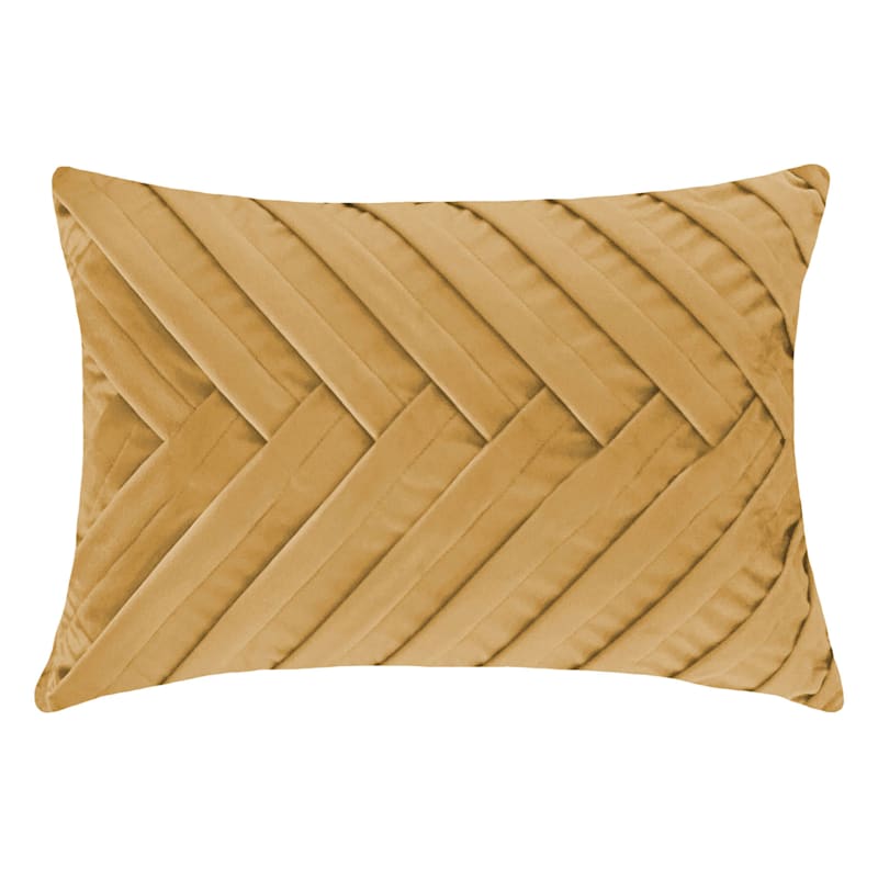 Gold Herringbone Pleat Oblong Pillow, 14x20