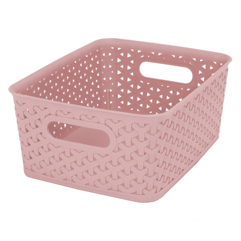 Blush Pink Y-Weave Storage Basket, Small