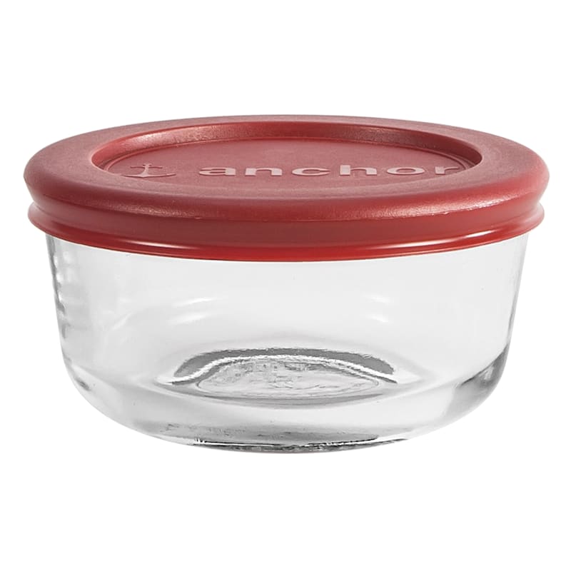 Anchor Hocking Glass Food Storage Containers with Lids, 1 Cup