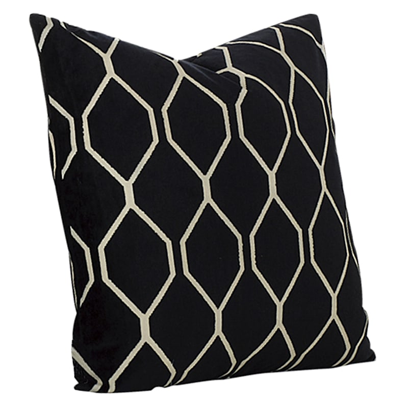Black Scale Patterned Velvet Throw Pillow, 20"