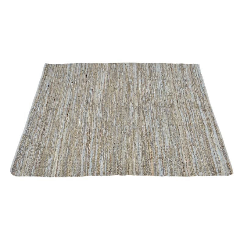 (B552) Woven Sand Leather Cotton Rug Bi20, 7x10