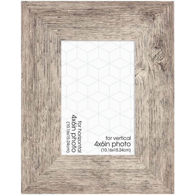 Wide Distressed Light Brown Tabletop Photo Frame, 4x6