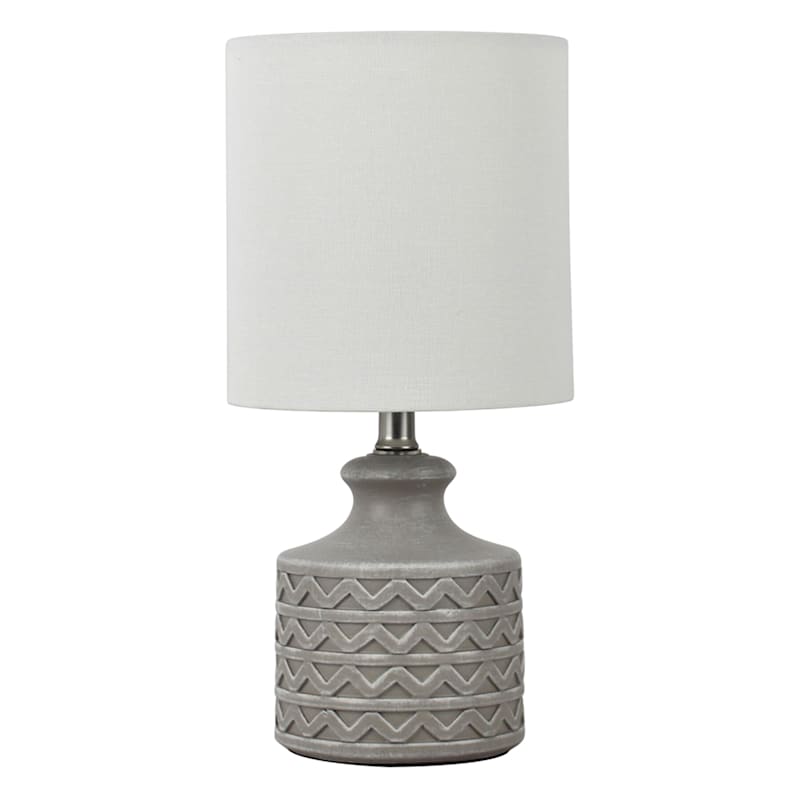 Grey Patterned Mini Accent Lamp with Shade, 12"