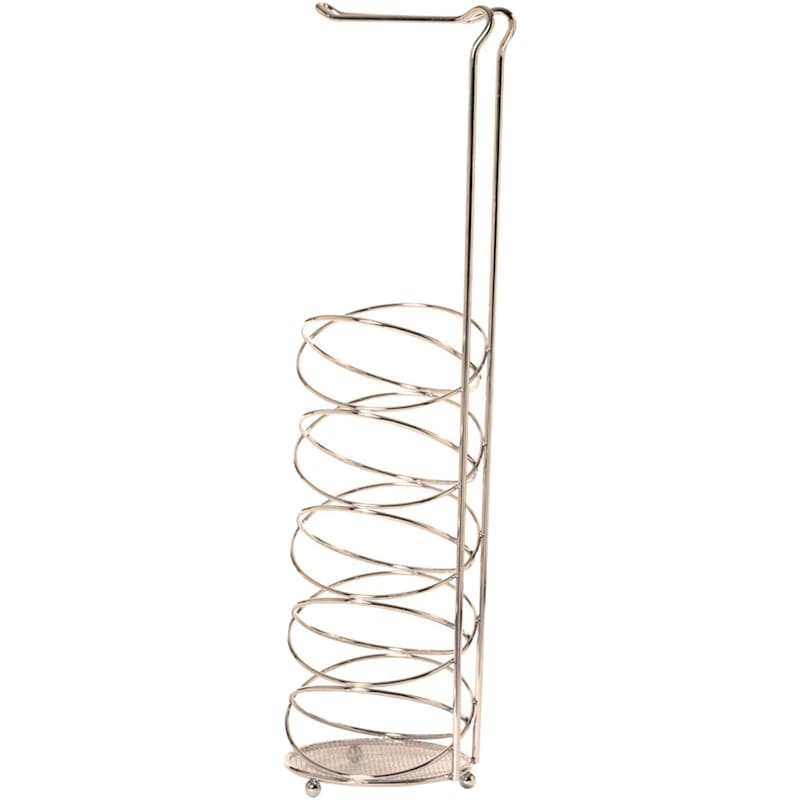 Abstraction Chrome Wire Toilet Tissue Stand & Storage, 24.5"