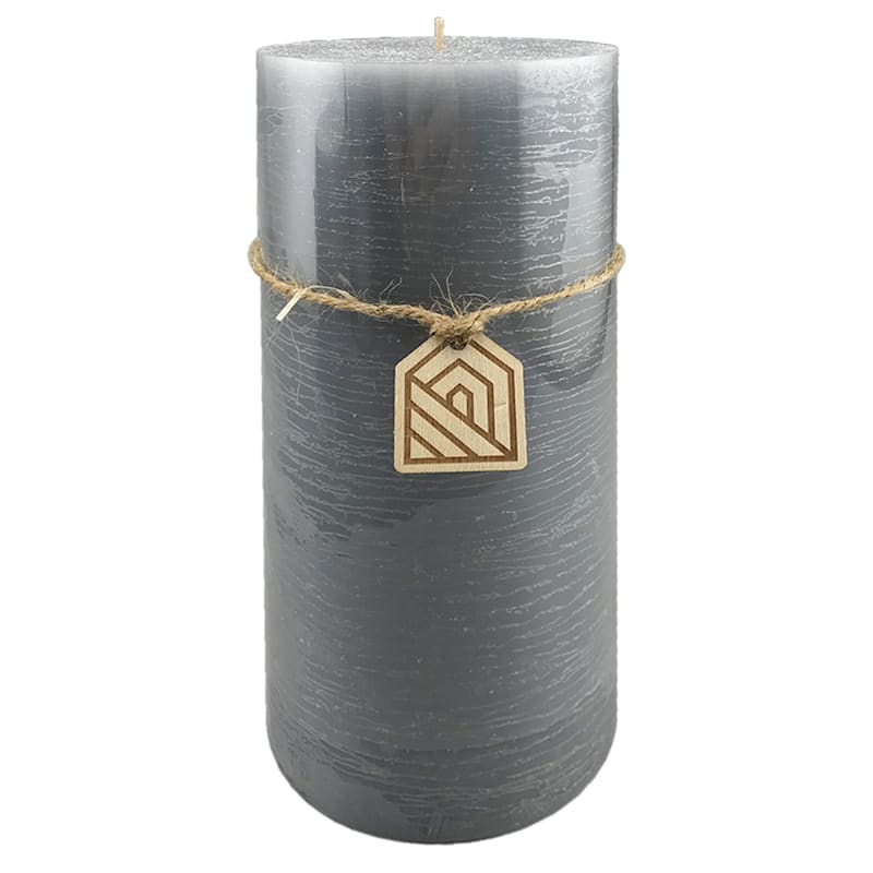 Light Grey Unscented Pillar Candle, 6"