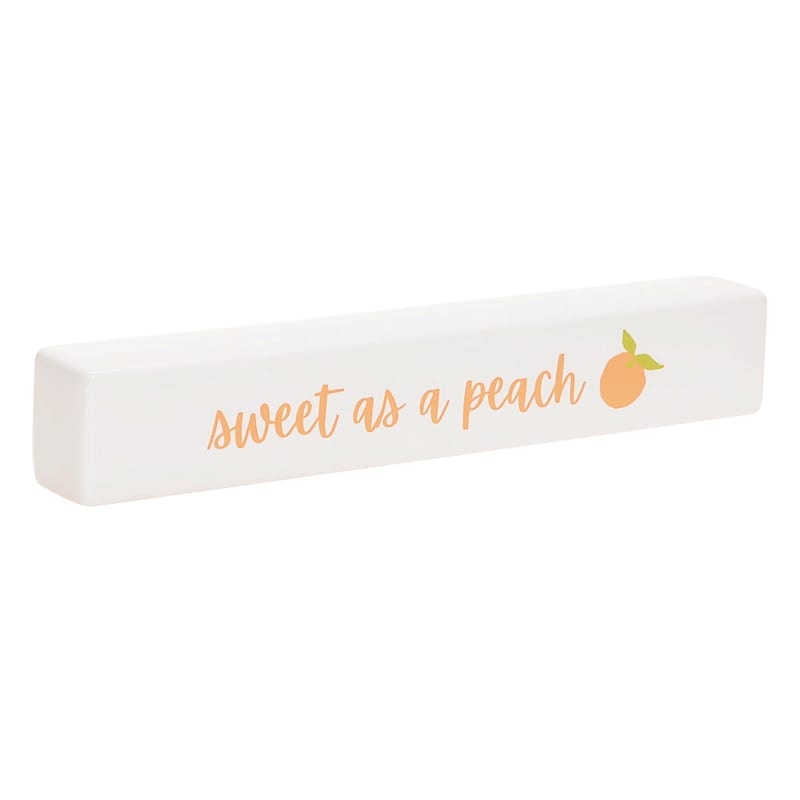 Sweet As A Peach Ceramic Block Sign, 2x12