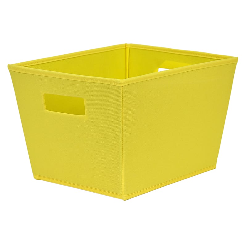 Yellow Fabric Storage Tote with Cutout Handles, Large