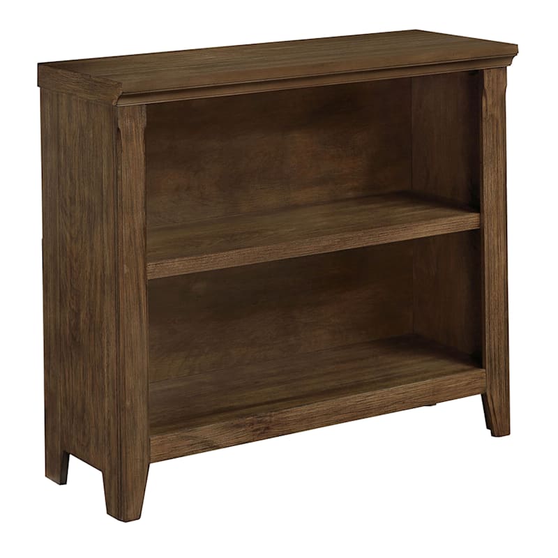 Catania 2-Tier Brown Wood & Wood Veneer Adjustable Bookshelf