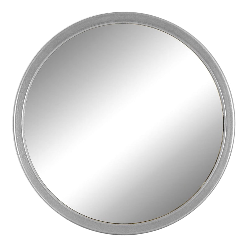 14X14 Round Silver Metal Mirror