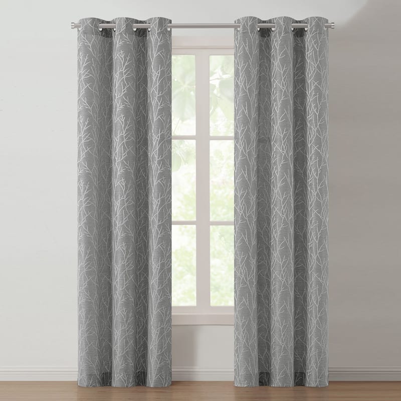 Finesse Ash Gray Light Filtering, Gray Pattern Grommet Curtains