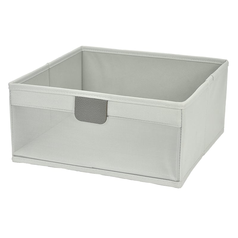 Small Fabric Storage Cube with Mesh Front, Grey At Home