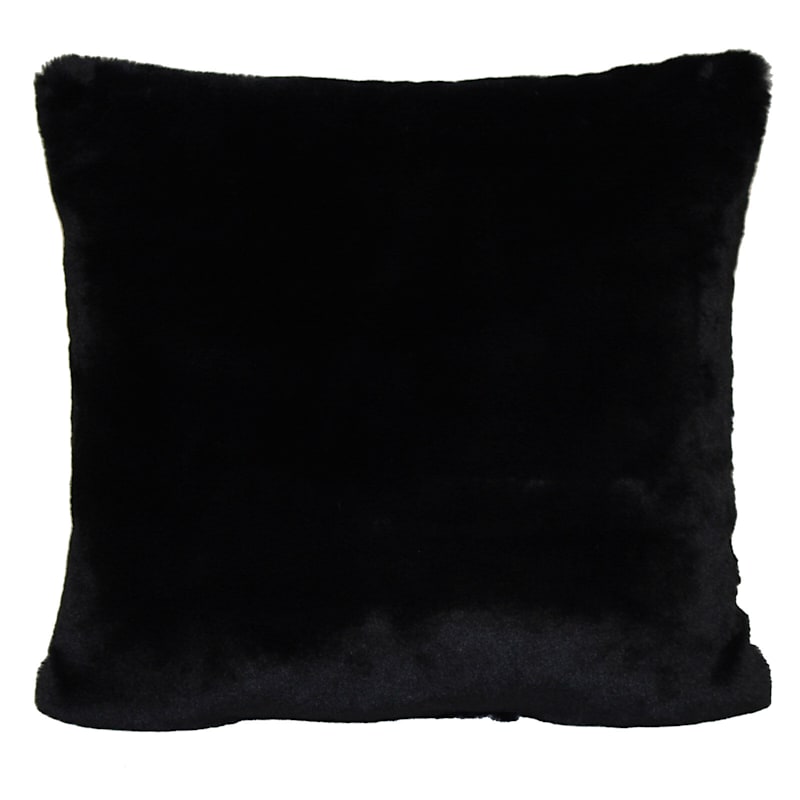 Bristol Black Faux Fur Throw Pillow, 18"