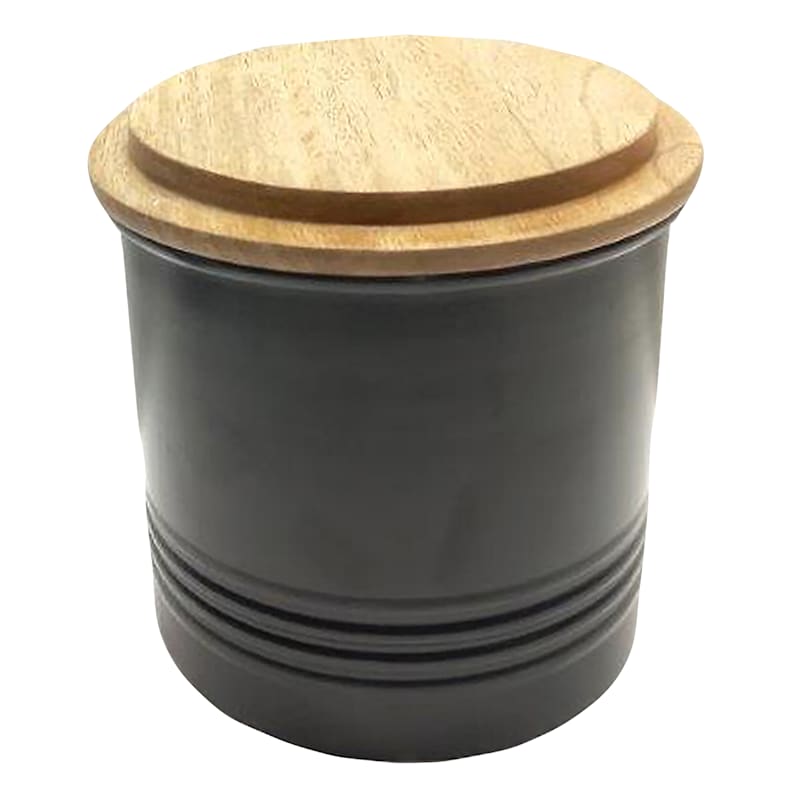 BLACK CANISTER WOOD LID SM At Home