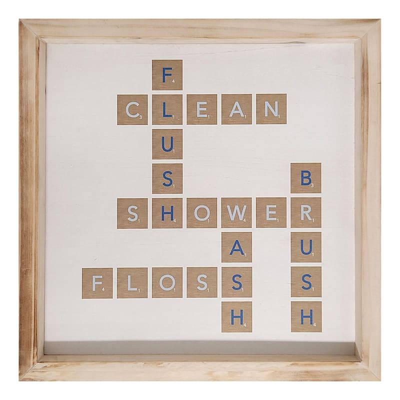 12x12 Bathroom Crossword Framed Wall Art At Home - Wall Art Crossword Puzzle