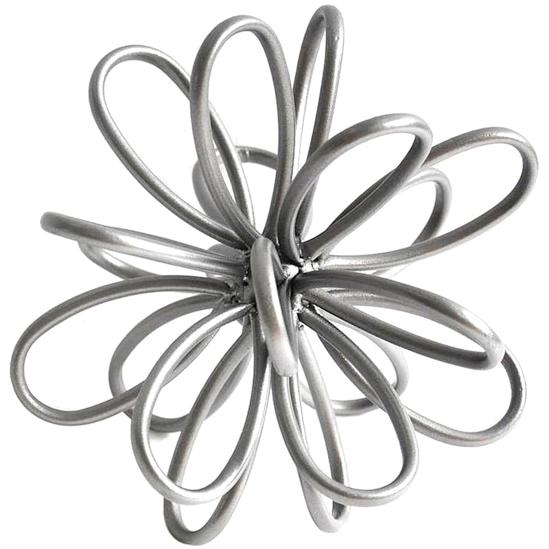 Silver Metal Loop Floral Figurine, 7"