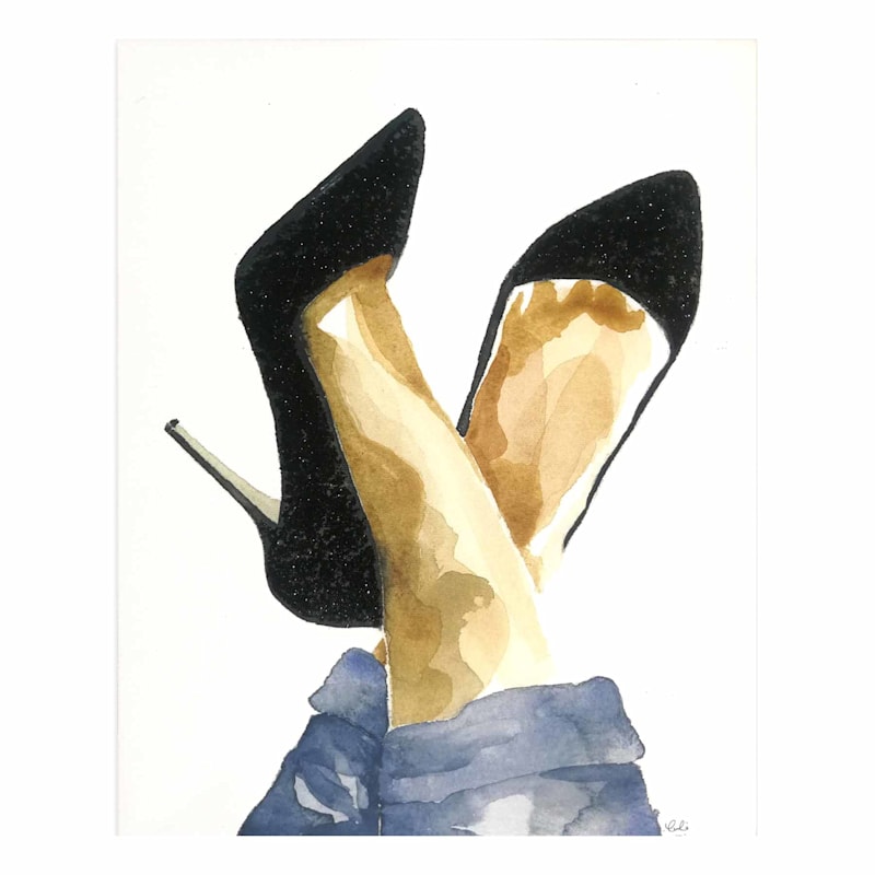 Glam Shoes Glittered Canvas Wall Art, White Sold by at Home