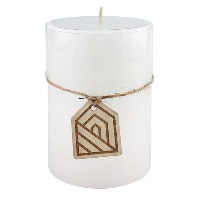 Kyim White Unscented Pillar Candle, 4"