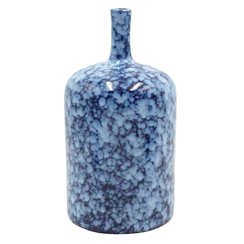 Tracey Boyd Blue Splattered Ceramic Vase, 9.5"
