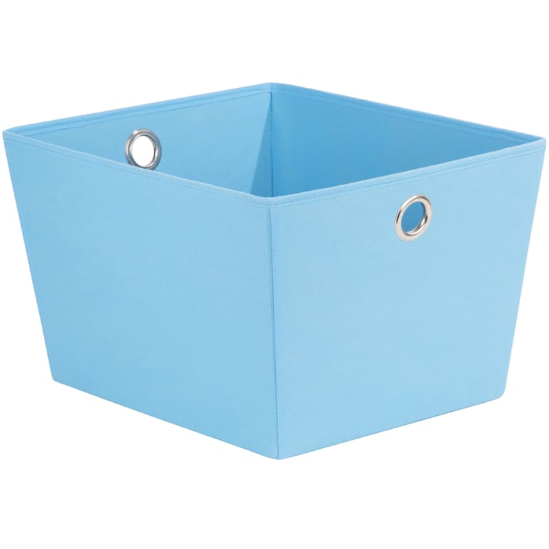 Fabric Storage Tote with Grommet Handles, Blue
