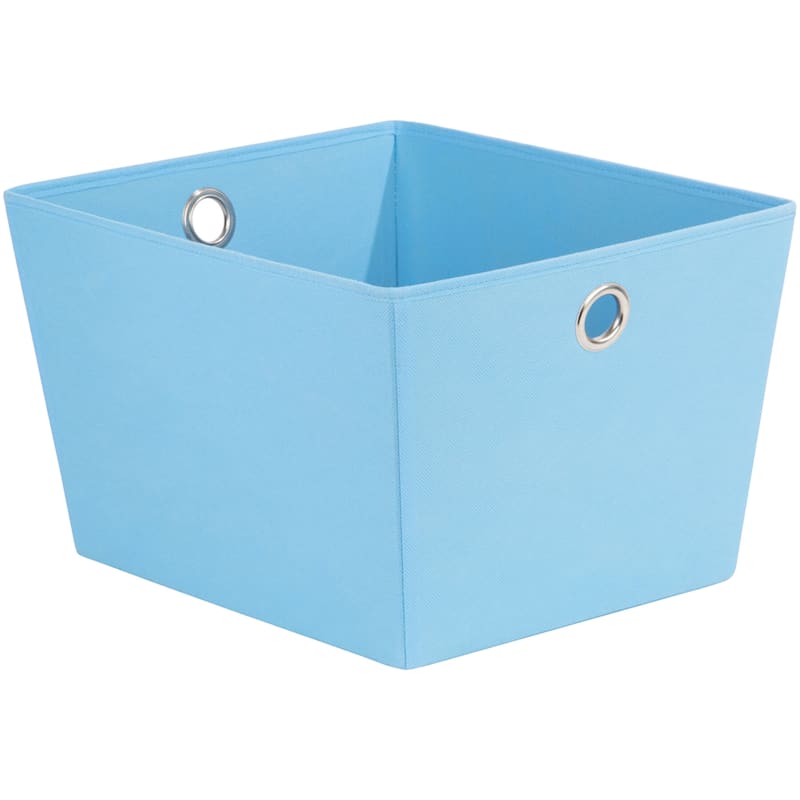 Large Fabric Storage Tote with Grommet Handles, Blue