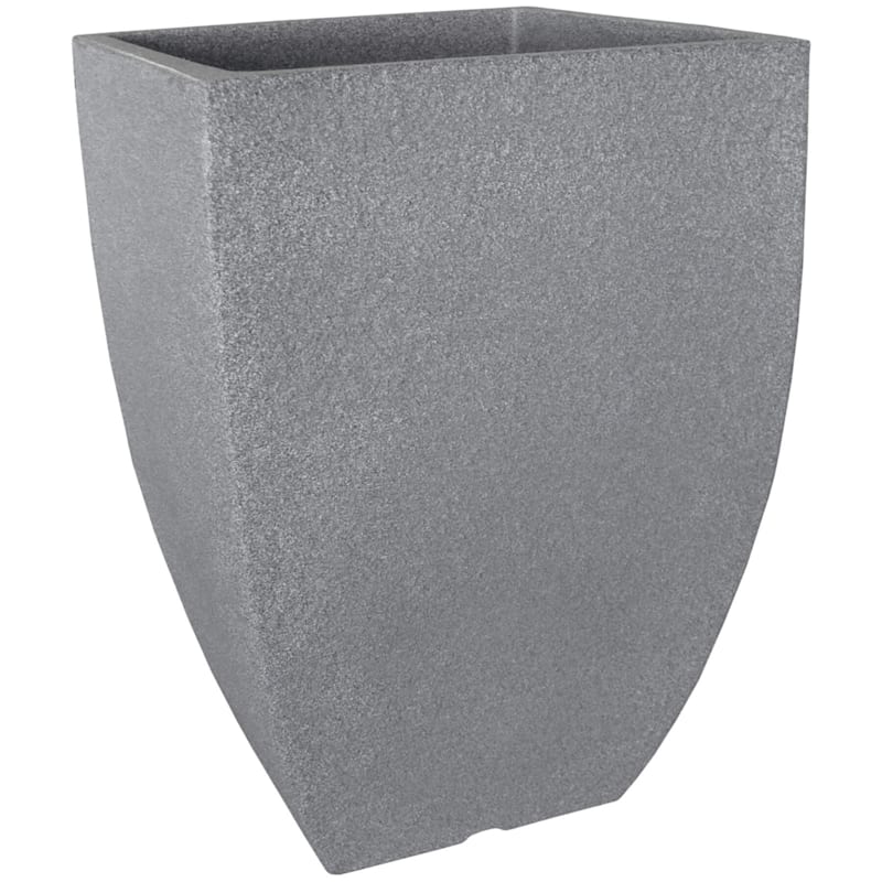 17.3X13 All Weather Proof Polyresin Modern Square Planter Charcoal
