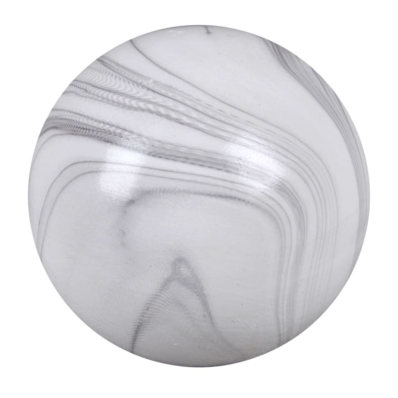 Crosby St. White Marbled Ceramic Sphere, 4"