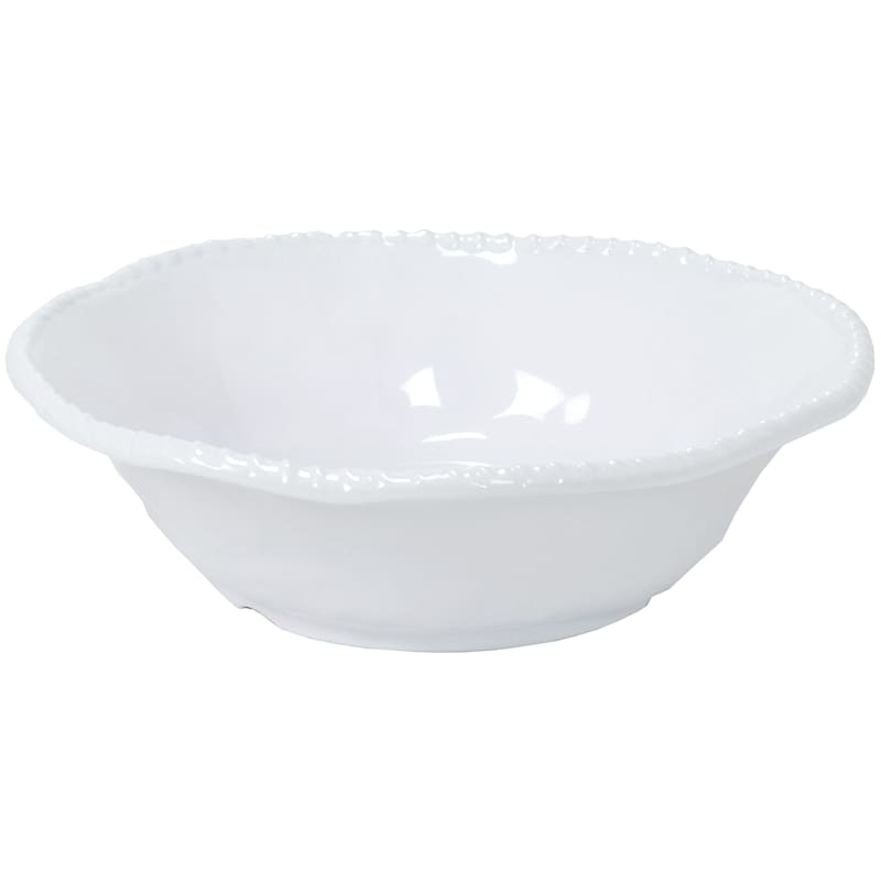 White Melamine Serving Bowl with Rope Trim, 12"