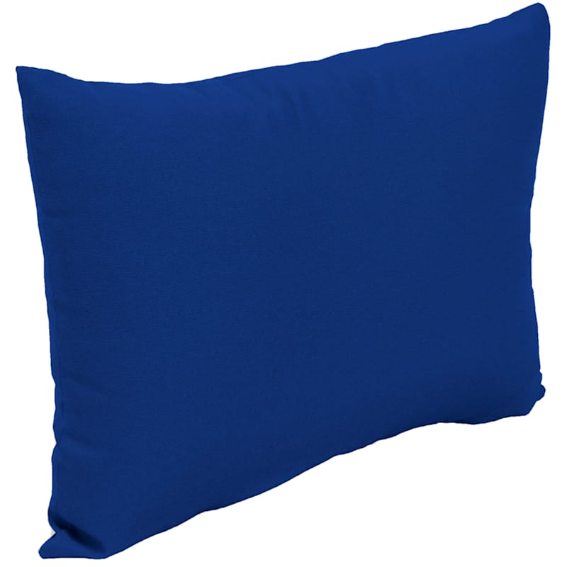 Cobalt Blue Canvas Outdoor Oblong Throw Pillow, 12x16