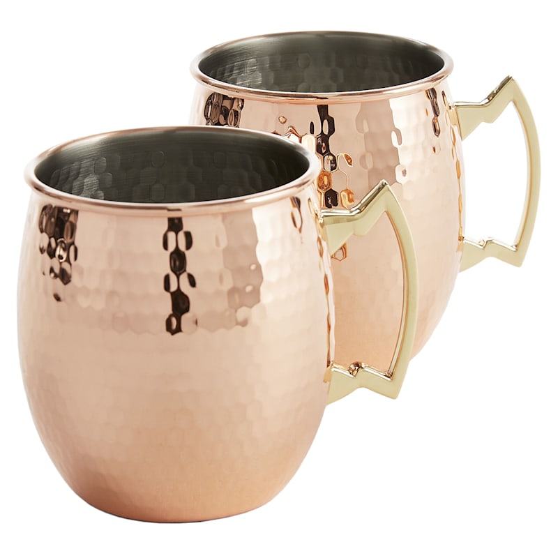 Set of 2 Faceted Copper Moscow Mule Mugs