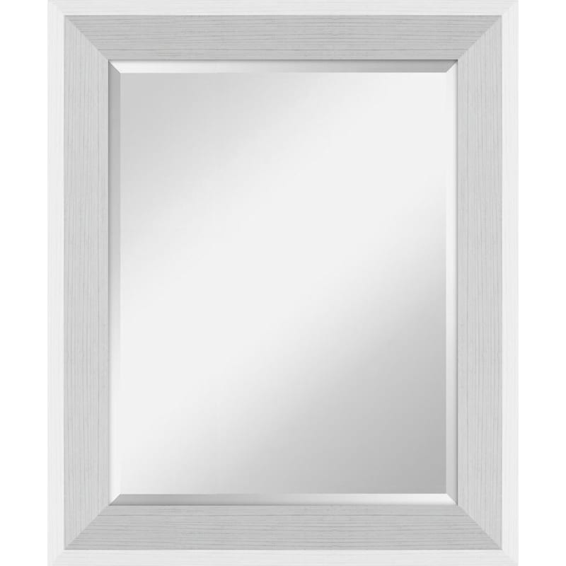 Beveled with Glossy Woodgrain Framed Rectangle Wall Mirror, 28x34