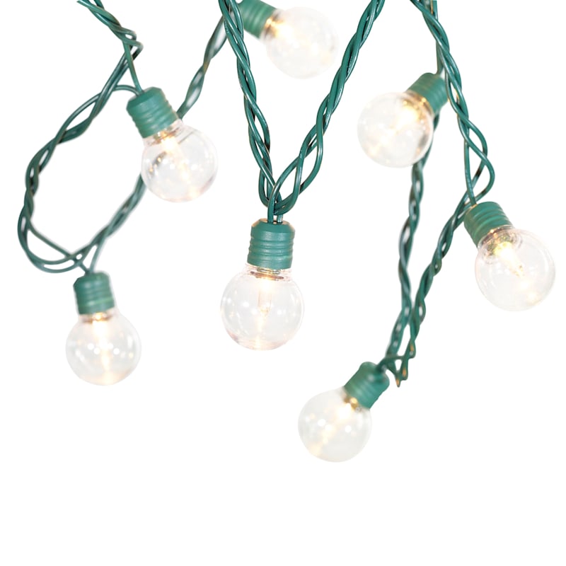 50-Count UL G30 Clear String Light Set, Green Wire