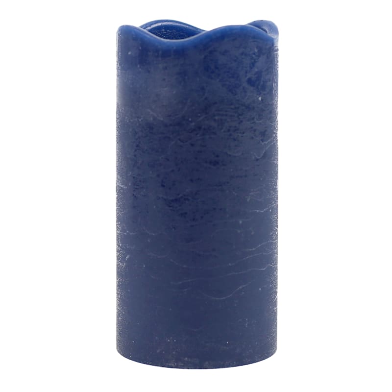 Honeybloom Dark Blue Wax LED Pillar Candle with 6 Hour Timer, 3x6