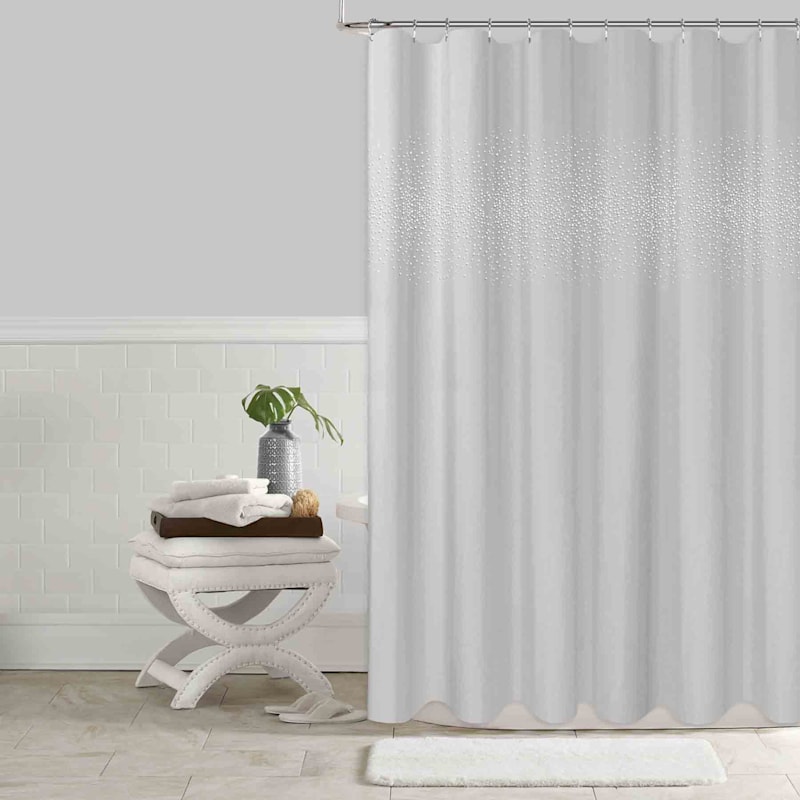 Gray Starburst Metallic Beaded Shower Curtain, 72" At Home