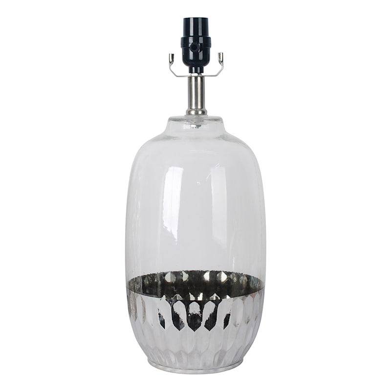 Laila Ali Clear Glass with Silver Textured Base Accent Lamp, 17"