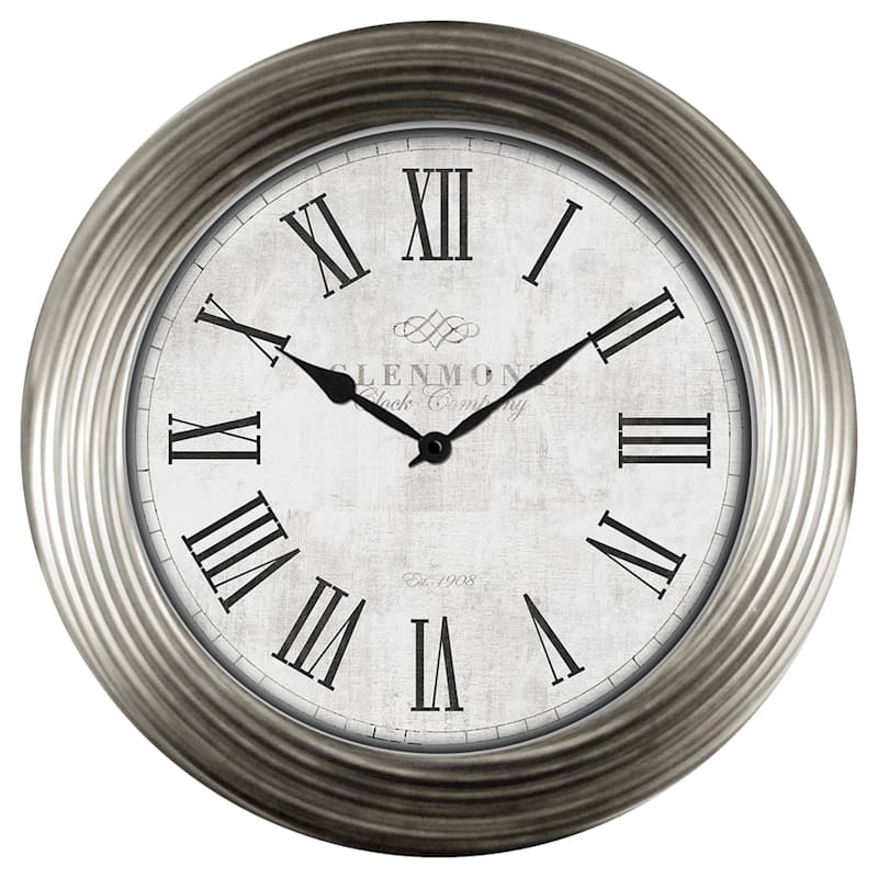 30X30 Antique Silver Grapevine Wall Clock