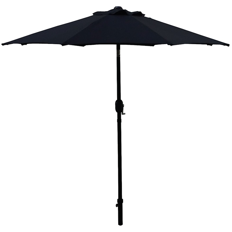Black Outdoor Crank & Tilt Steel Umbrella, 7.5'
